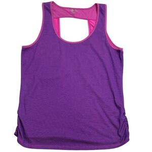 Skechers Performance Purple & Pink Cut out Back Ruched Side Tank Top XL